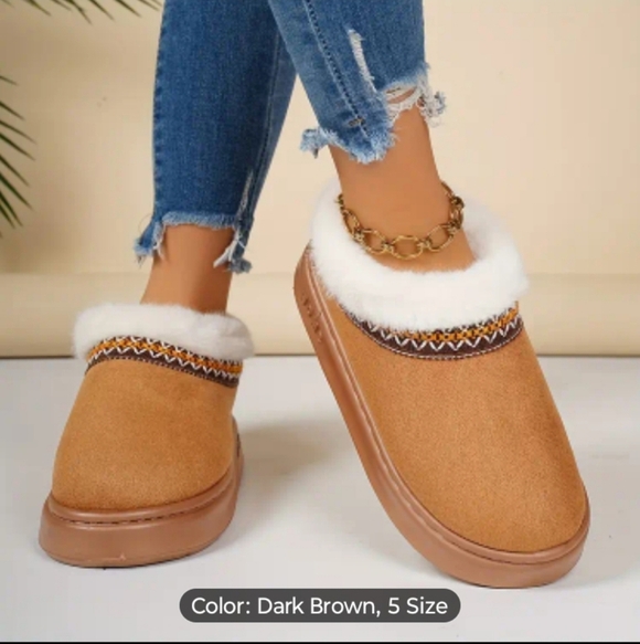 Women's Tan Slip-On Slippers with White Trim - Picture 3 of 6